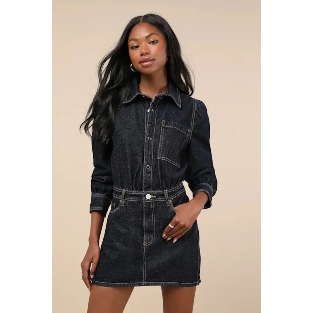 Blank‎ NYC Dark wash Indigo Denim Mini Dress Large